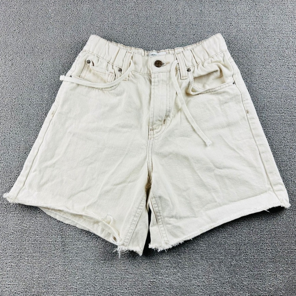 BDG Shorts Women XS-TP Beige 100% Cotton High Rise Drawstring Pockets Streetwear